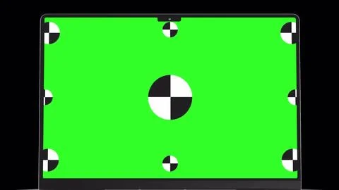 3D notebook laptop computer working green screen display Isolated on black Stock Illustration