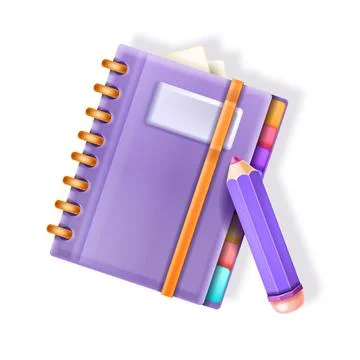 3D notebook vector icon, closed blank diary spring cover, office planning 스톡 일러스트