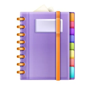 3D notebook vector icon, office planning paper stationery object Stock Illustration