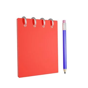 3D Notepad for notes and pen isolated on white background Stock Illustration