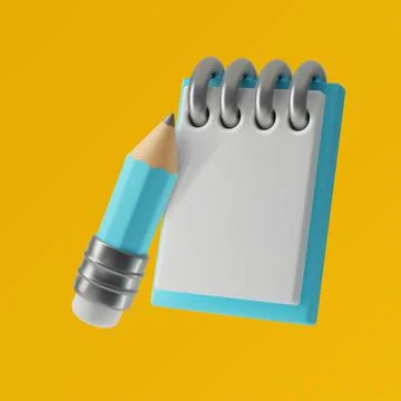 3d notepad with pencil for notes or task list Stock Illustration