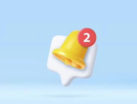 3D notification bell alert icon Stockillustratie
