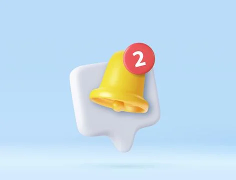 3D notification bell alert icon Ilustração Stock