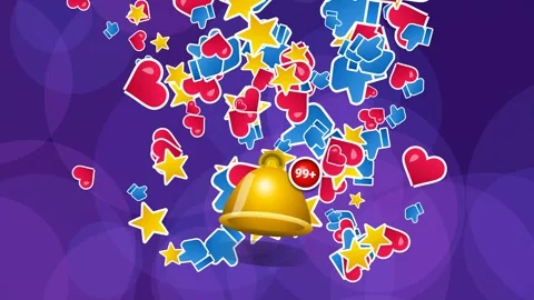 3D Notification Bell Bursting With Social Media Engagement Icons Stock Footage 340749777