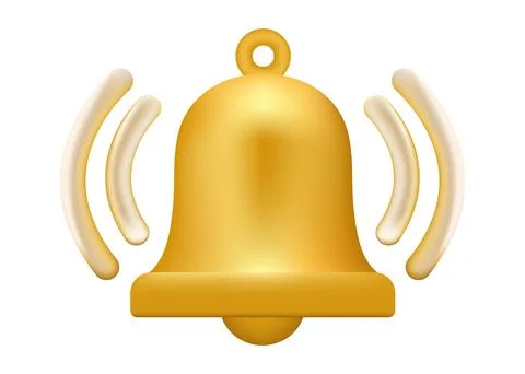 3d notification bell icon with ringing alert symbol vector illustration Ilustração Stock