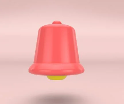 3d notification bell icon set isolated on pink background. 3d render yellow r Stock Illustration