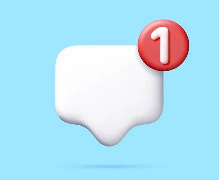 3d notification bubble with number one on blue 스톡 일러스트