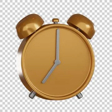 3d notification icon alarm clock with warm metallic tone Stock Illustration