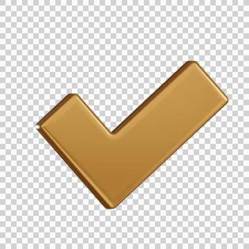 3d notification icon checkmark in gold finish Stock Illustration