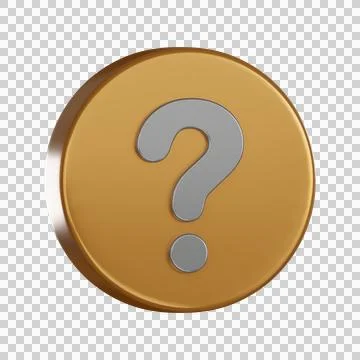 3d notification icon coin with question mark prompt minimal Stock Illustration