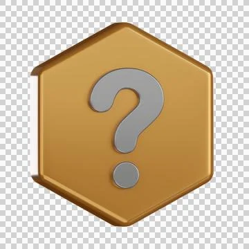 3d notification icon question mark hexagon badge Stock Illustration