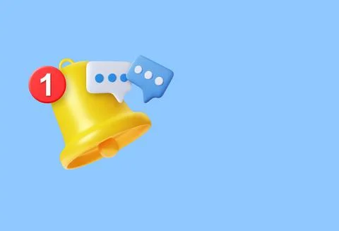 3D Notification message bell. Illustrazione stock