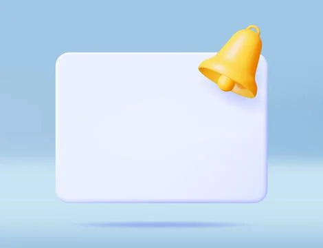 3D Notification Popup with Bell Icon. Illustrazione stock