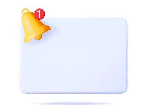 3D Notification Popup with Bell Icon. Stock Illustration