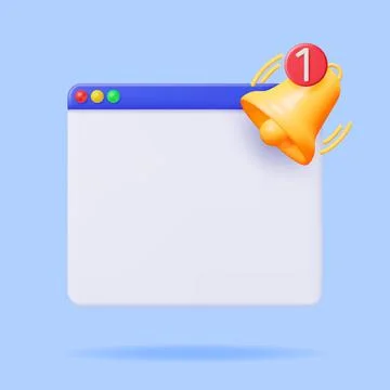 3D Notification Popup with Bell Icon. Stock Illustration