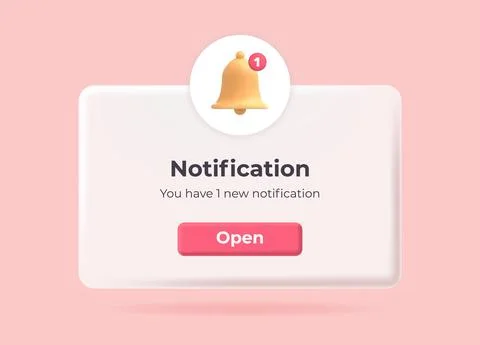 3d notification. Popup page with floating elements. Social media, business or Stock-Illustration