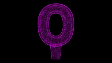 3D number 0 digit zero on black background. Object made of shimmering parti.. Stock Illustration