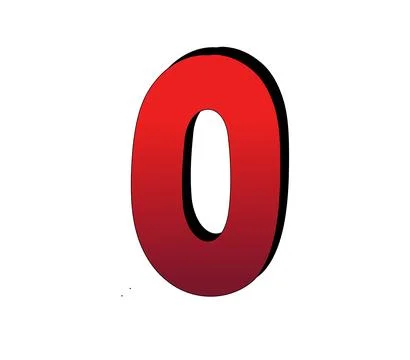3D Number 0 zero gradient red color on white background Stock Illustration