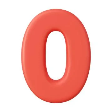 3d Number 0. Zero Number sign red color. Stock Illustration