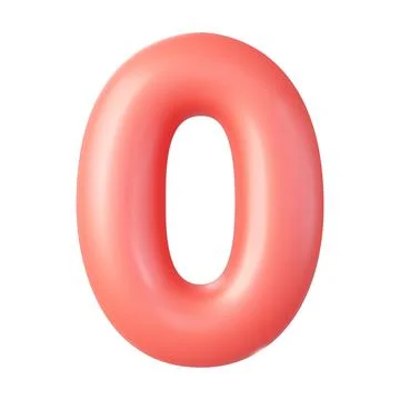 3d Number 0. Zero Number sign red color. Stock Illustration