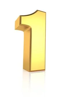 3d Number 1 3d rendering golden number 1 isolated on white background Copy... 写真素材