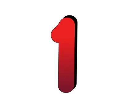 3D Number 1 one gradient red color on white background Stock Illustration