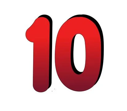 3D Number 10 ten gradient red color on white background Stock Illustration