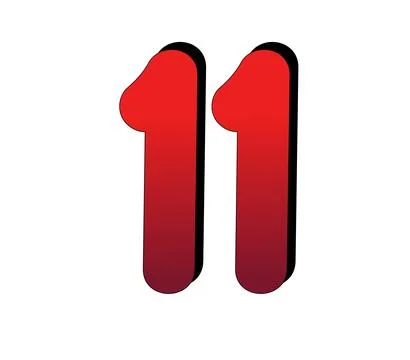 3D Number 11 gradient red color on white background Illustrazione stock