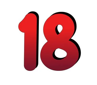 3D Number 18 gradient red color on white background Illustrazione stock