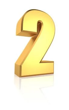 3d Number 2 3d rendering golden number 2 isolated on white background Copy... 스톡 사진