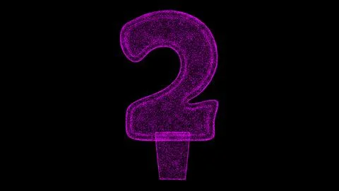 3D number 2 digit on black background. Object made of shimmering particles. D Stock Illustration