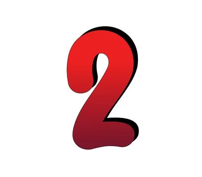 3D Number 2 two gradient red color on white background Stock Illustration