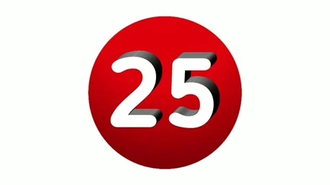 3D Number 25 twenty five sign symbol animation motion graphics icon on red Stock Footage 268931670