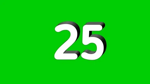 3D Number 25 twenty five sign symbol animation motion graphics icon on Stock Footage 286096899
