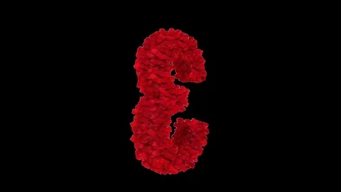 3D number 3 made of red roses appearing and seamless turning Stock Footage 74738998