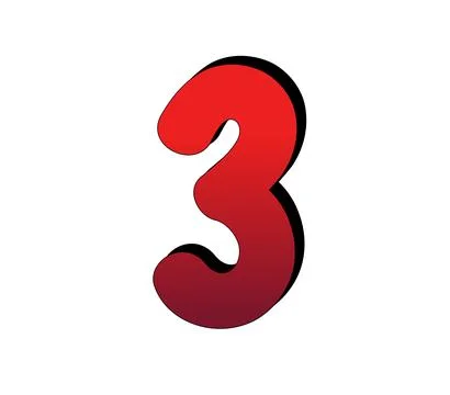 3D Number 3 three gradient red color on white background Stock Illustration