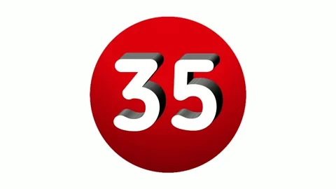 3D Number 35 thirty five sign symbol animation motion graphics icon on red Stock Footage 269328651