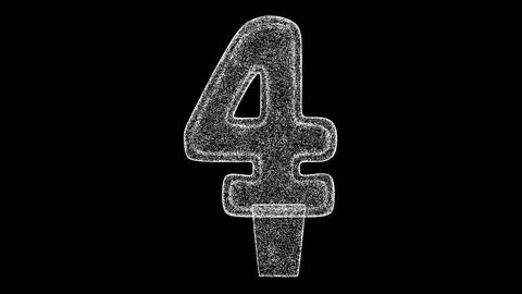 3D number 4 digit on black background. Object made of shimmering particles... 库存插图