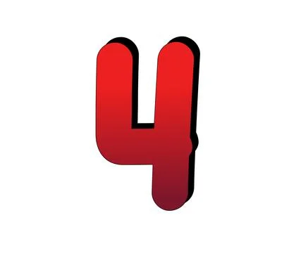 3D Number 4 four gradient red color on white background Stock Illustration