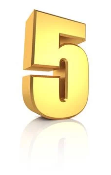 3d Number 5 3d rendering golden number 5 isolated on white background Copy... Foto stock