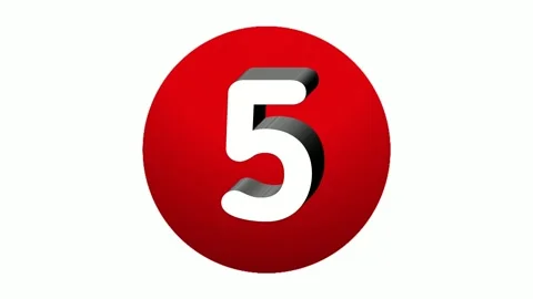 3D Number 5 five sign symbol animation motion graphics icon on red sphere Stock Footage 267992884