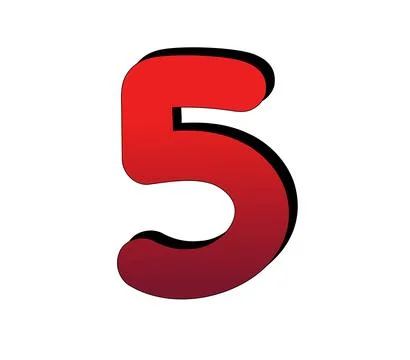 3D Number 5 gradient red color on white background Illustrazione stock