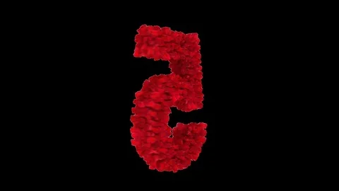 3D number 5 made of red roses appearing and seamless turning Stock Footage 74739396
