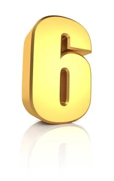 3d Number 6 3d rendering golden number 6 isolated on white background Copy... 写真素材