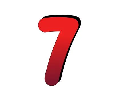 3D Number 7 gradient red color on white background Stock Illustration