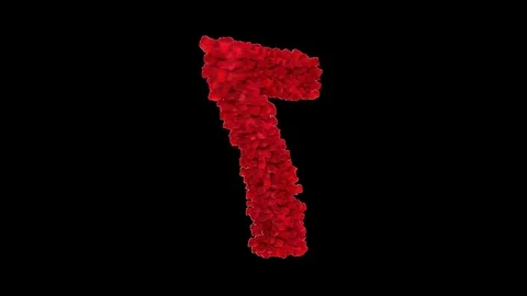 3D number 7 made of red roses appearing and seamless turning Stock Footage 74929170