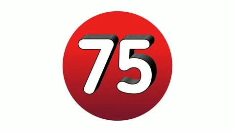 3D Number 75 seventy five sign symbol animation motion graphics icon on Stock Footage 272568192