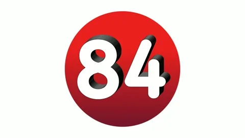 3D Number 84 eighty four sign symbol animation motion graphics icon on red 스톡 동영상 273564254