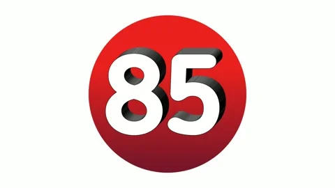 3D Number 85 eighty five sign symbol animation motion graphics icon on red Stock Footage 273483936