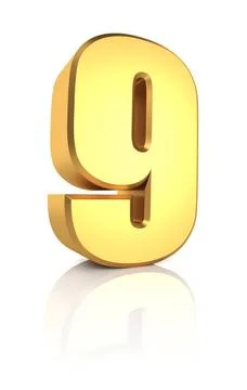 3d Number 9 3d rendering golden number 9 isolated on white background Copy... 스톡 사진